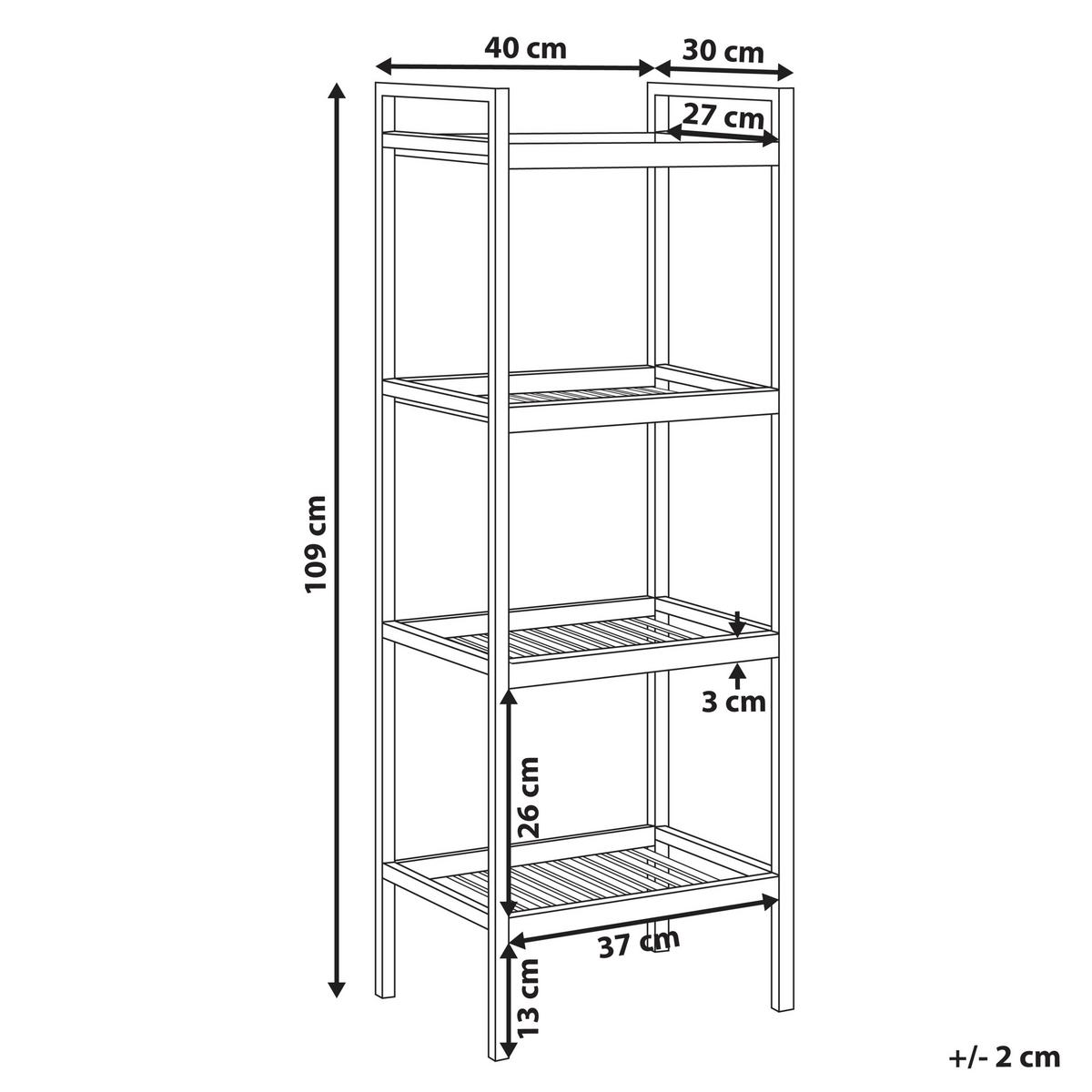 REGAL mit 4 Ebenen Bambus Hellbraun Tajzara - Hellbraun/Schwarz, Holz (40/109/30cm) - Beliani