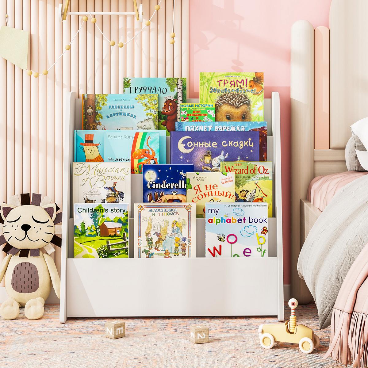 KINDERREGAL 4 Fächer weiß - Weiß, Holz (57.5/59/26.5cm) - COSTWAY