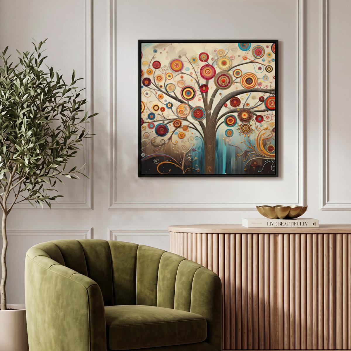 LEINWAND Bilder mit Rahmen - Baum - Baum des Lebens - Farbe - 50x50 - Braun, Textil (50/50cm) - MuchoWow