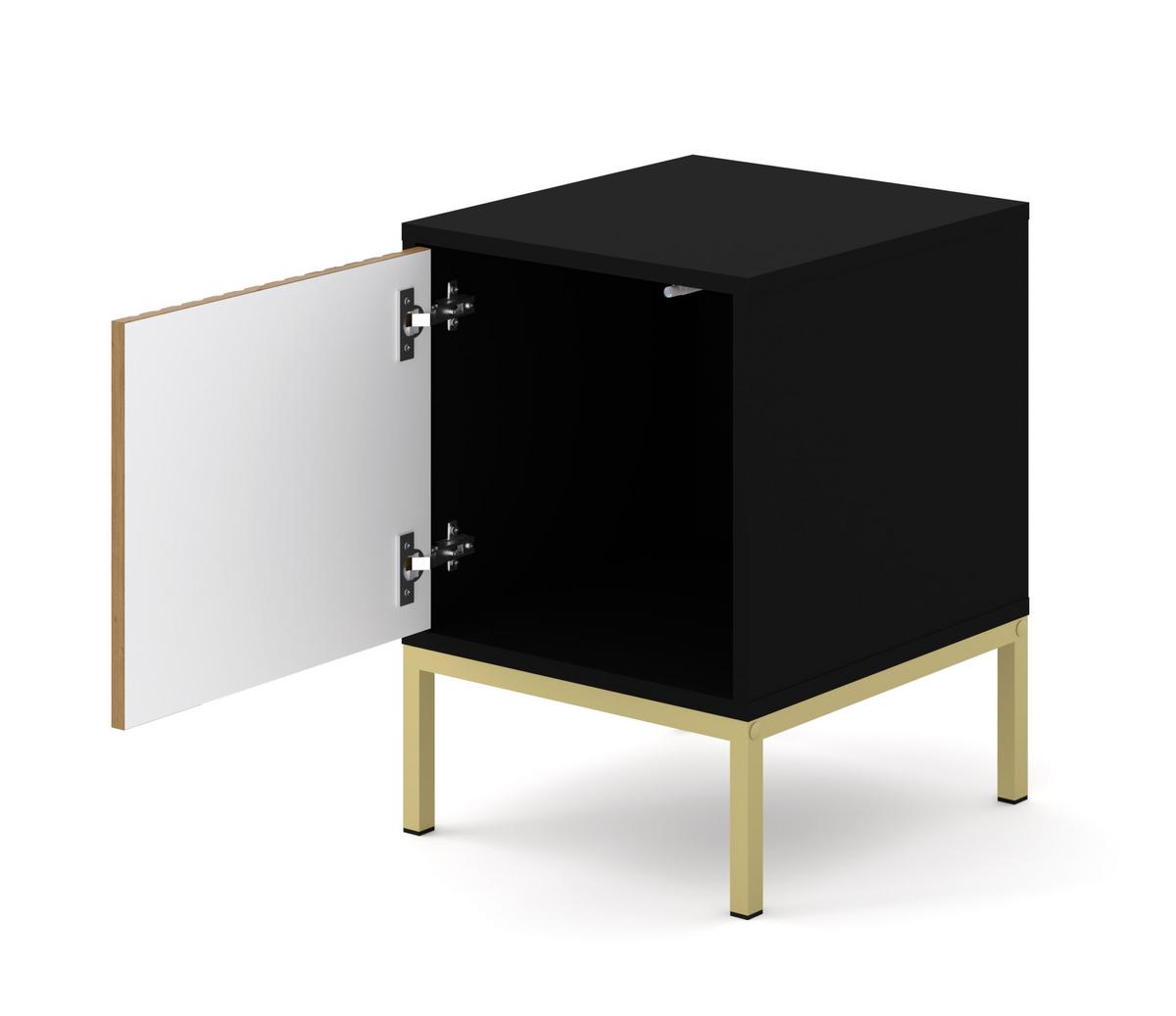 NACHTTISCH Schwarz, Artisan-Schwarz, Gold 41/55/40 - Schwarz, Holzwerkstoff (41/55/40cm) - RAUMHIRSCH FURNITURE