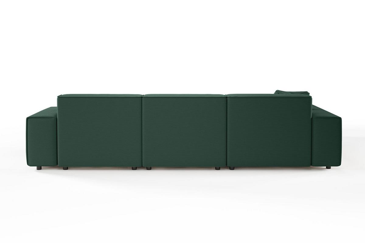 ECKSOFA RANI Smaragdgrün Cord - Smaragdgrün/Schwarz, Kunststoff/Textil (299/189cm) - KAWOLA
