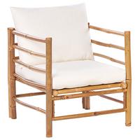 GARTENSTUHL Holz Cremeweiß Cerreto - Hellbraun/Weiß, Holz (63/80/68cm) - Beliani