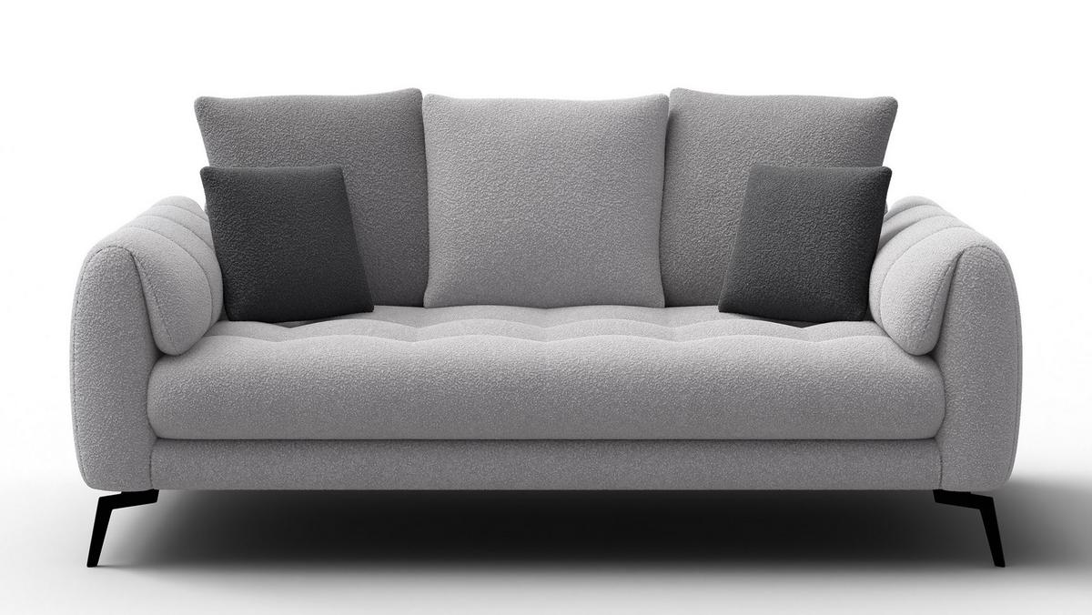 SOFA CALME 2,5-Sitzer, hellgrau und dunkelgrau - Hellgrau/Schwarz, Holz/Textil (199/92/108cm) - Wozimo