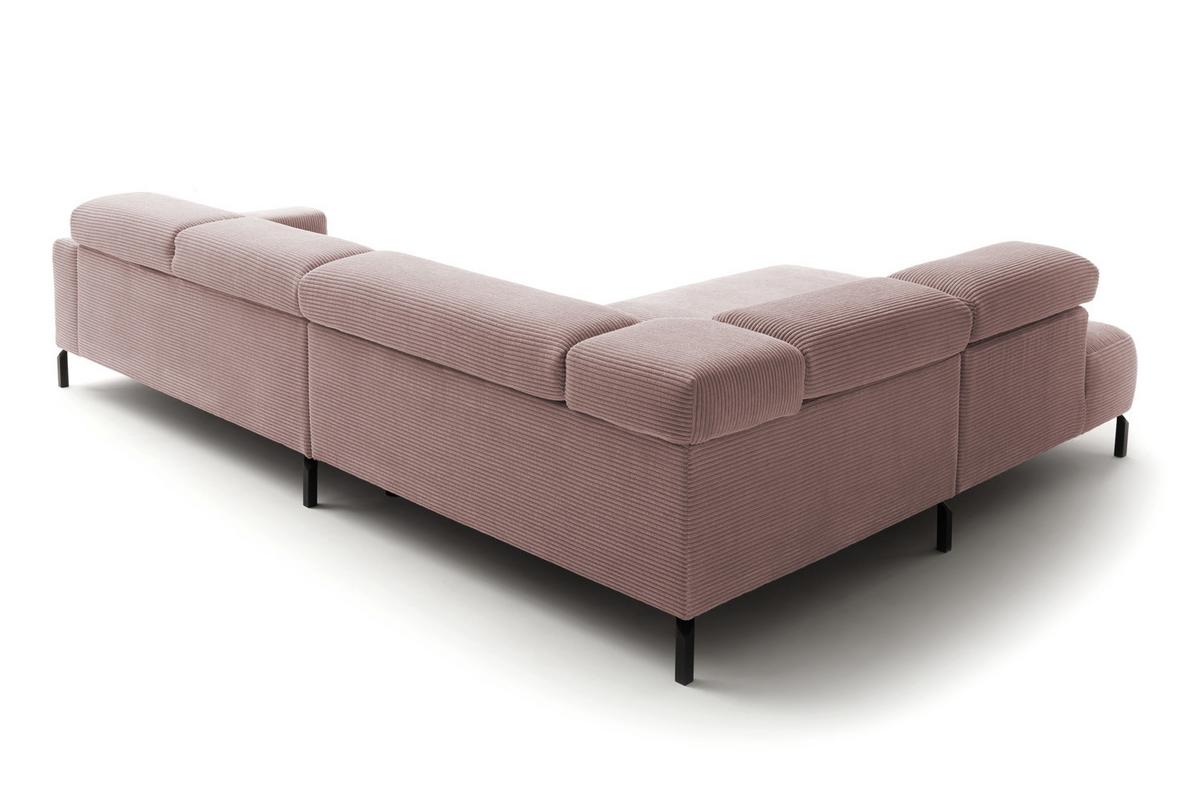 ECKSOFA DELIA Pink Cord - Schwarz/Rosa, Textil/Metall (276/219cm) - KAWOLA