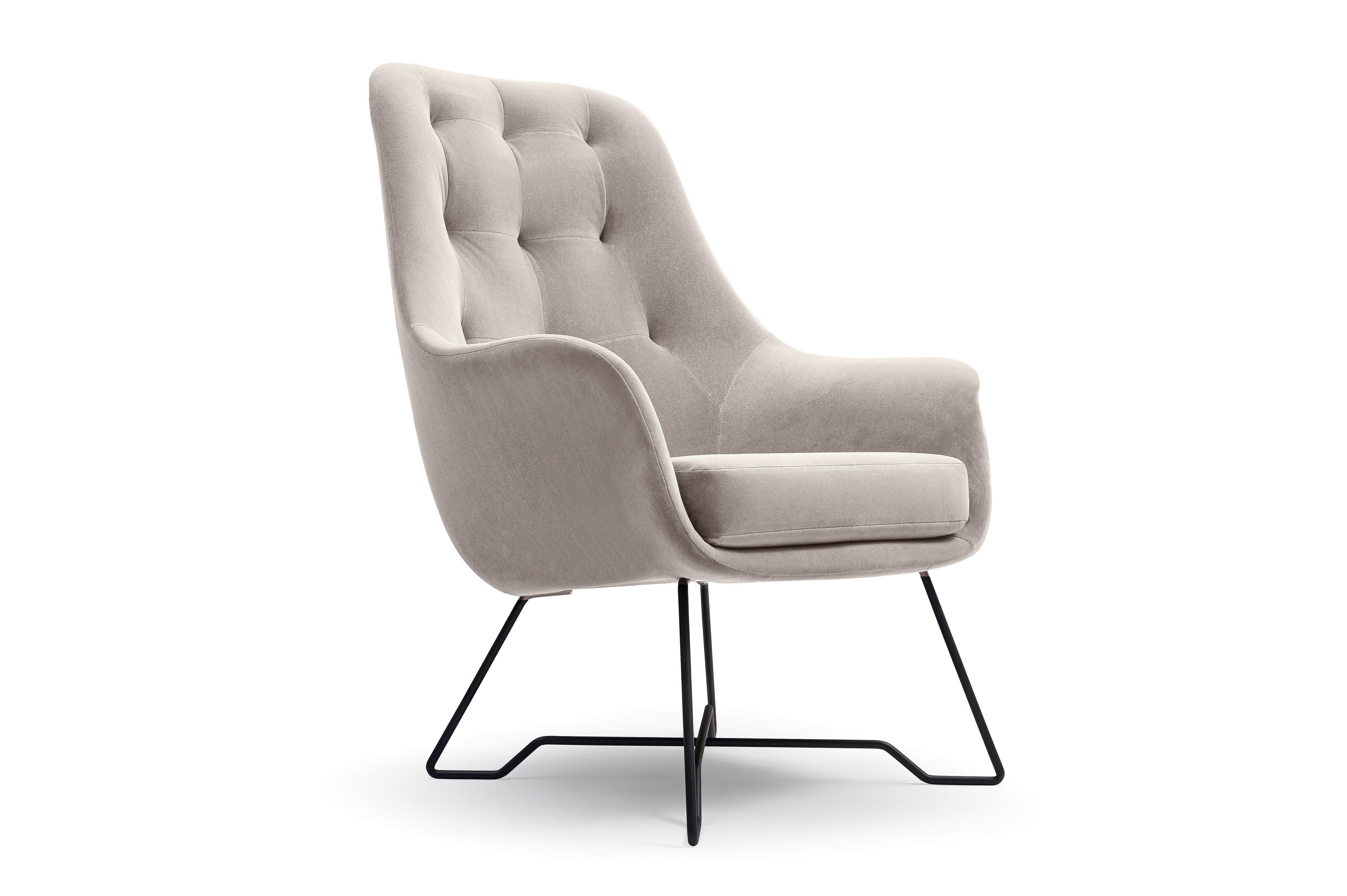 SESSEL SEDUTA, Modern Polstersessel Loungesessel, Velours-Stoff Hellgrau - Hellgrau, Holz/Metall (72.5/101.5/83cm) - MASSENO