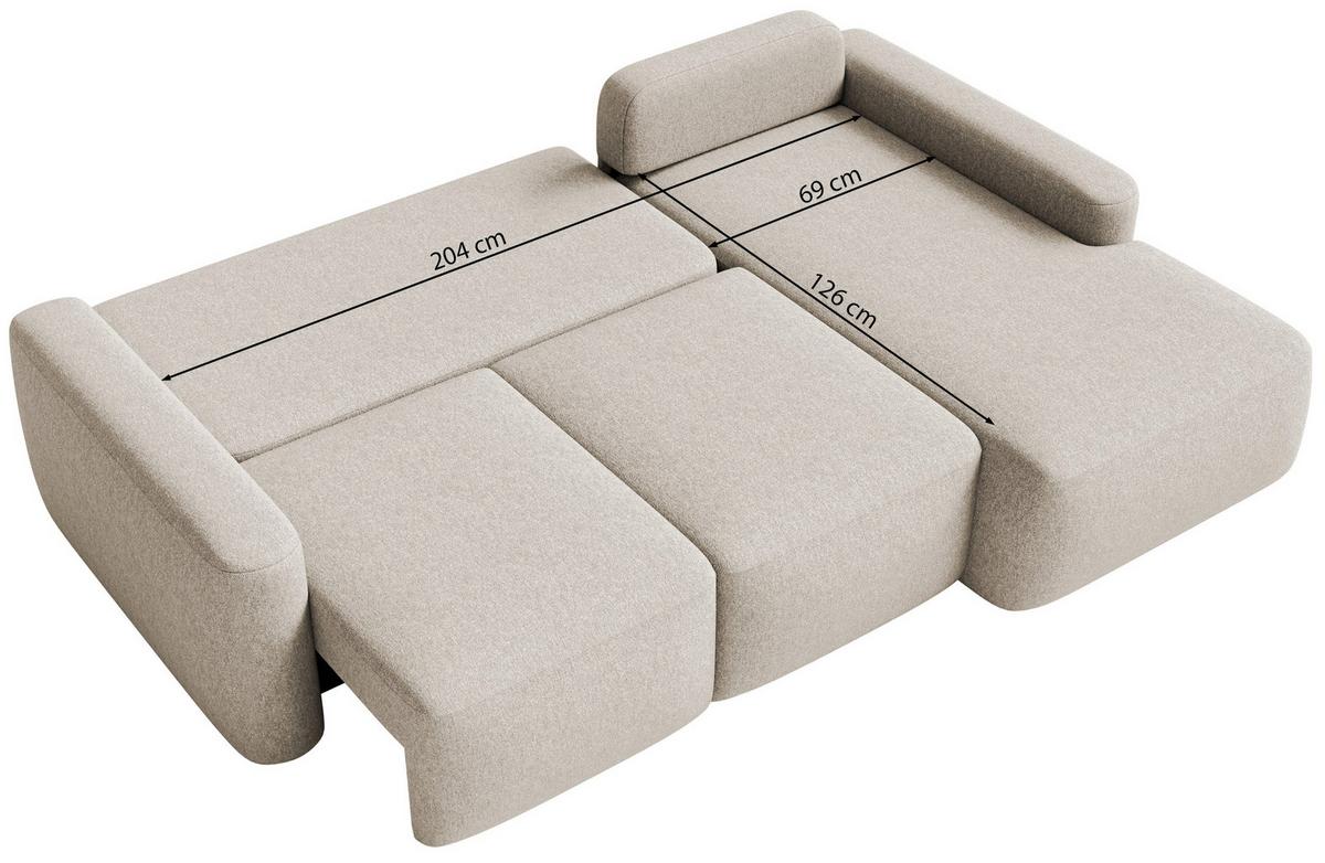ECKSOFA Carnos Mini Kupfer Chenille - Schwarz/Kupferfarben, Kunststoff/Textil (164/238cm) - Selsey