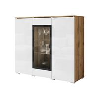 KOMMODE Vera 120 - Weiß Hochglanz/Eiche Wotan, Holzwerkstoff/Kunststoff (120/104/40cm) - MIRJAN24