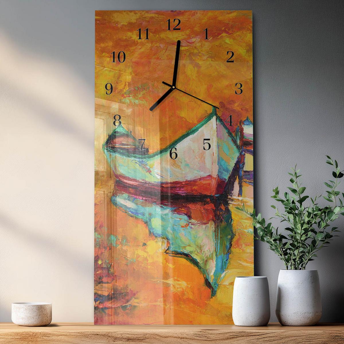WANDUHR aus Glas 30x60 cm - Łódź - Multicolor, Glas (30/60/0.4cm) - TULUP