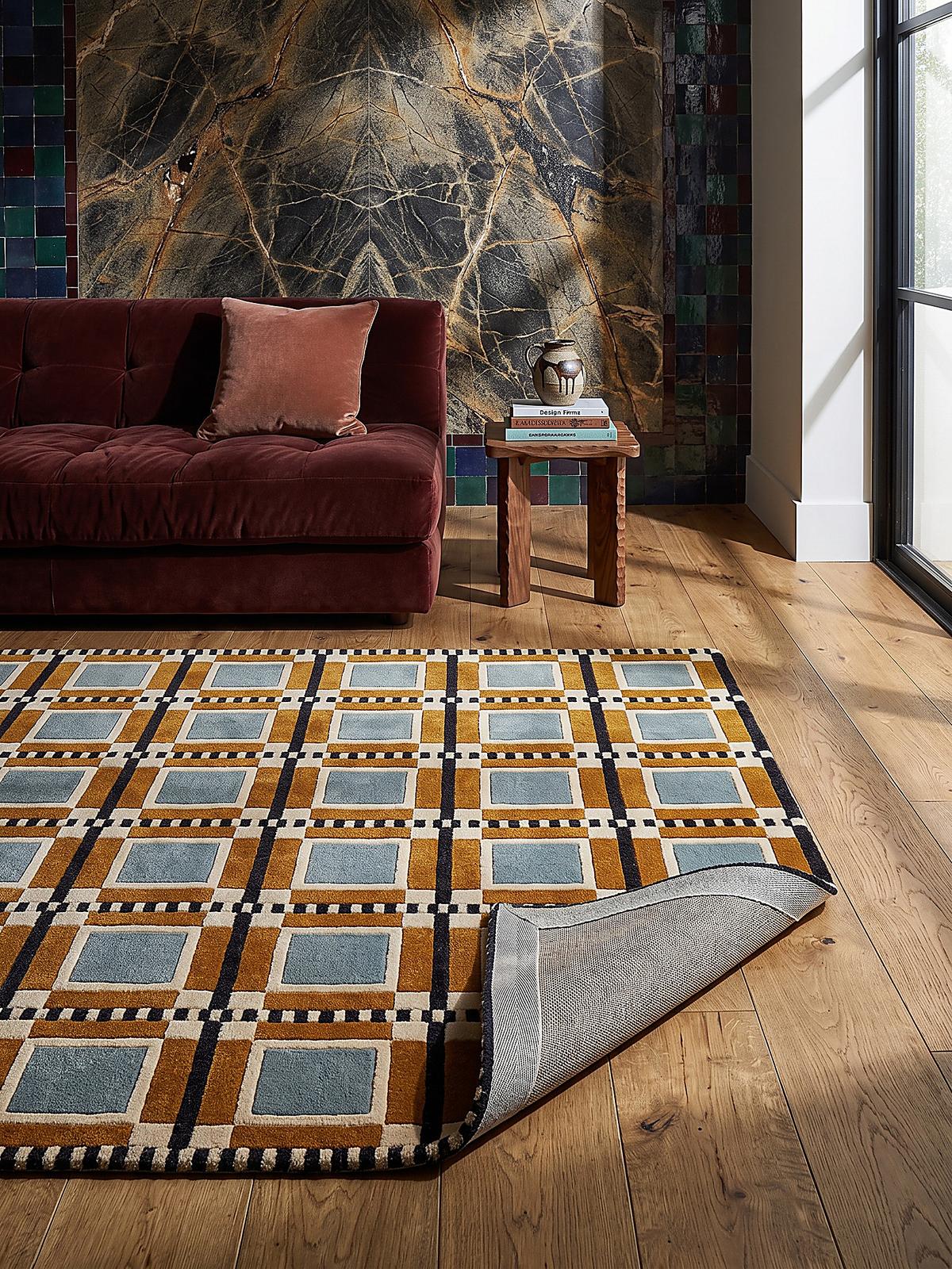 TEPPICH aus Wolle, handgetuftet, ORRIN, in Multi, Fensterkaro-Raster, 140 x 200 cm - Multicolor, Textil (140/200cm) - KADIMA DESIGN