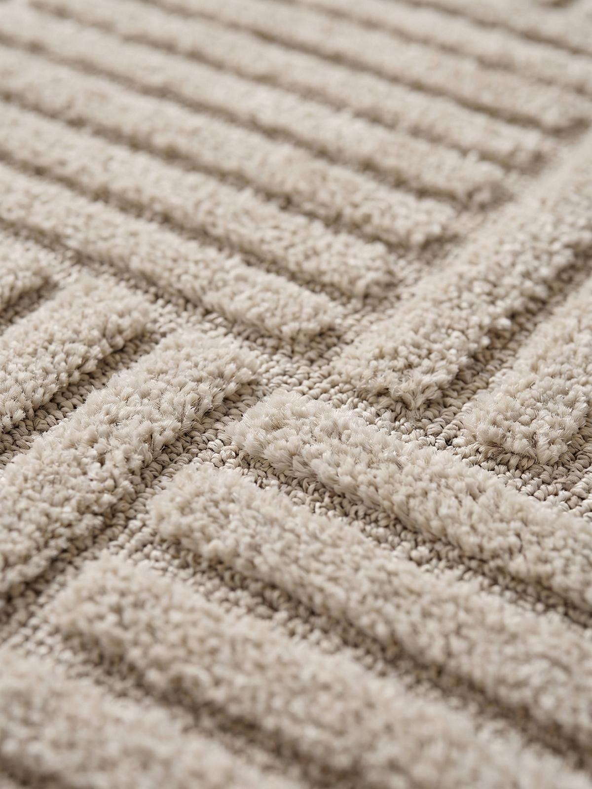 TEPPICH Hochflor RIGI in Beige, mit Cord-Streifen-Patchwork, 120 x 170 cm - Beige, Textil (170/120cm) - KADIMA DESIGN
