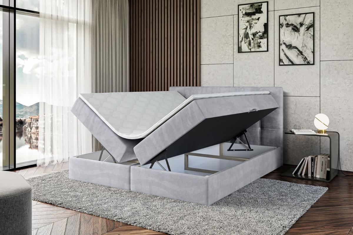 BOXBETT mit Matratze H3 und Lattenrost - MARCE - 140 x 200 cm - Grau - Grau, Holzwerkstoff (140/200cm) - ALTDECOR