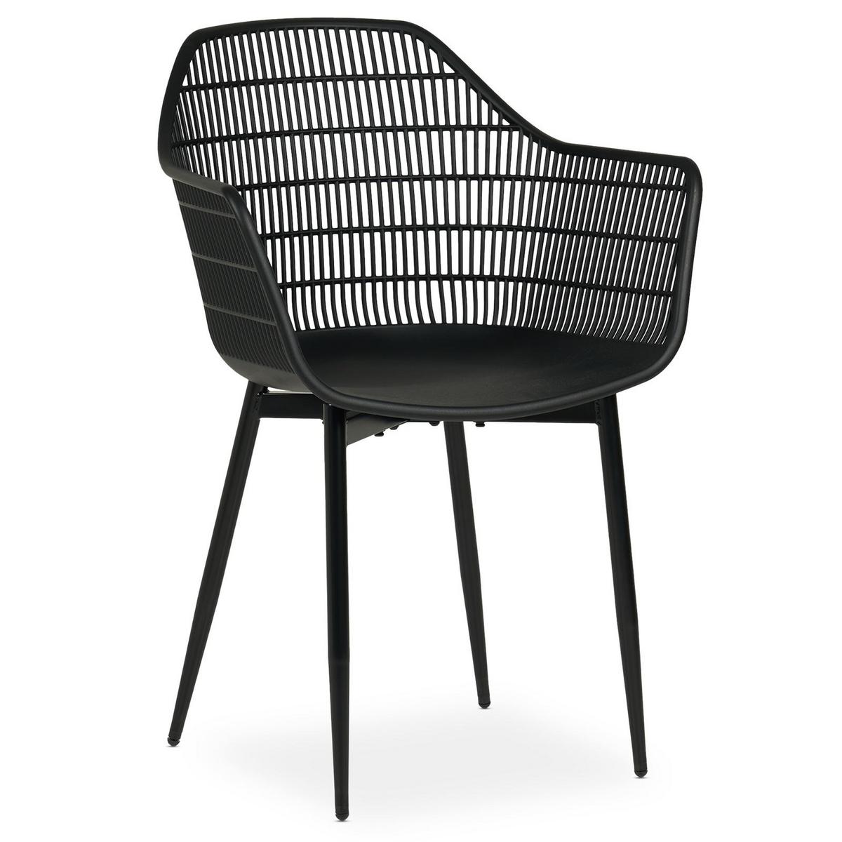 GARTENSTÜHLE MARGHERITA 4er-Set schwarz - Schwarz, Textil (60/86/52cm) - IDIMEX