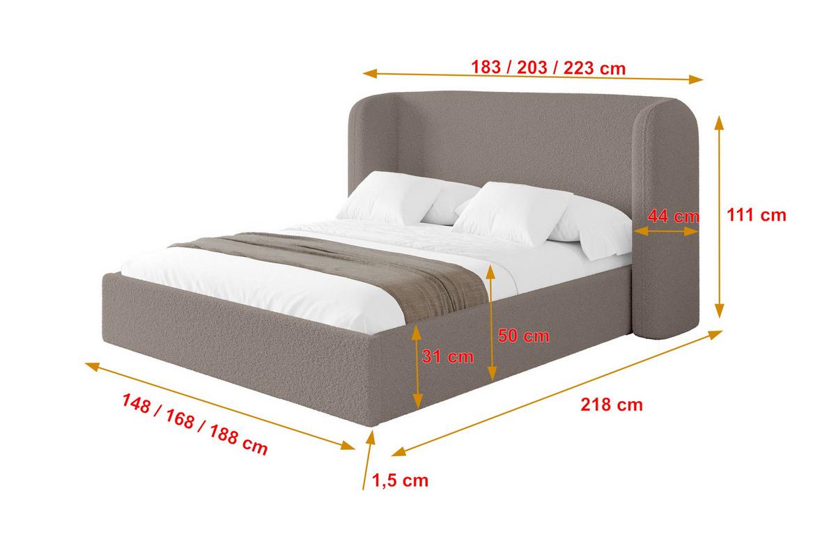 POLSTERBETT mit Bettkasten und Lattenrost, Bett mit Matratze H3/H4 - ESTI 140x200 Braun - Braun, Holzwerkstoff/Textil (140/200cm) - ALTDECOR