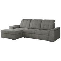 ECKSOFA MADRITO L - Grau Struktur - Links - Silberfarben/Grau, Textil/Metall (160/256cm)