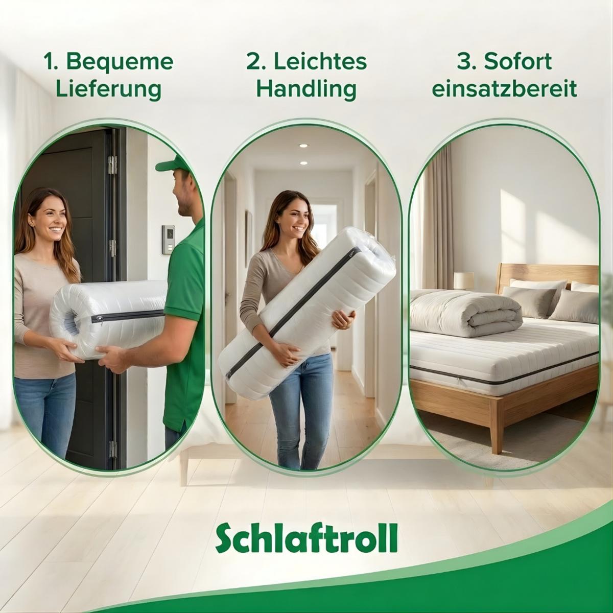 KALTSCHAUMMATRATZE 90x200 cm 25 cm hoch 7 Zonen H2 H3 ergonomisch orthopaedisch atmungsaktiv - Weiß, Textil (90/200cm) - Schlaftroll