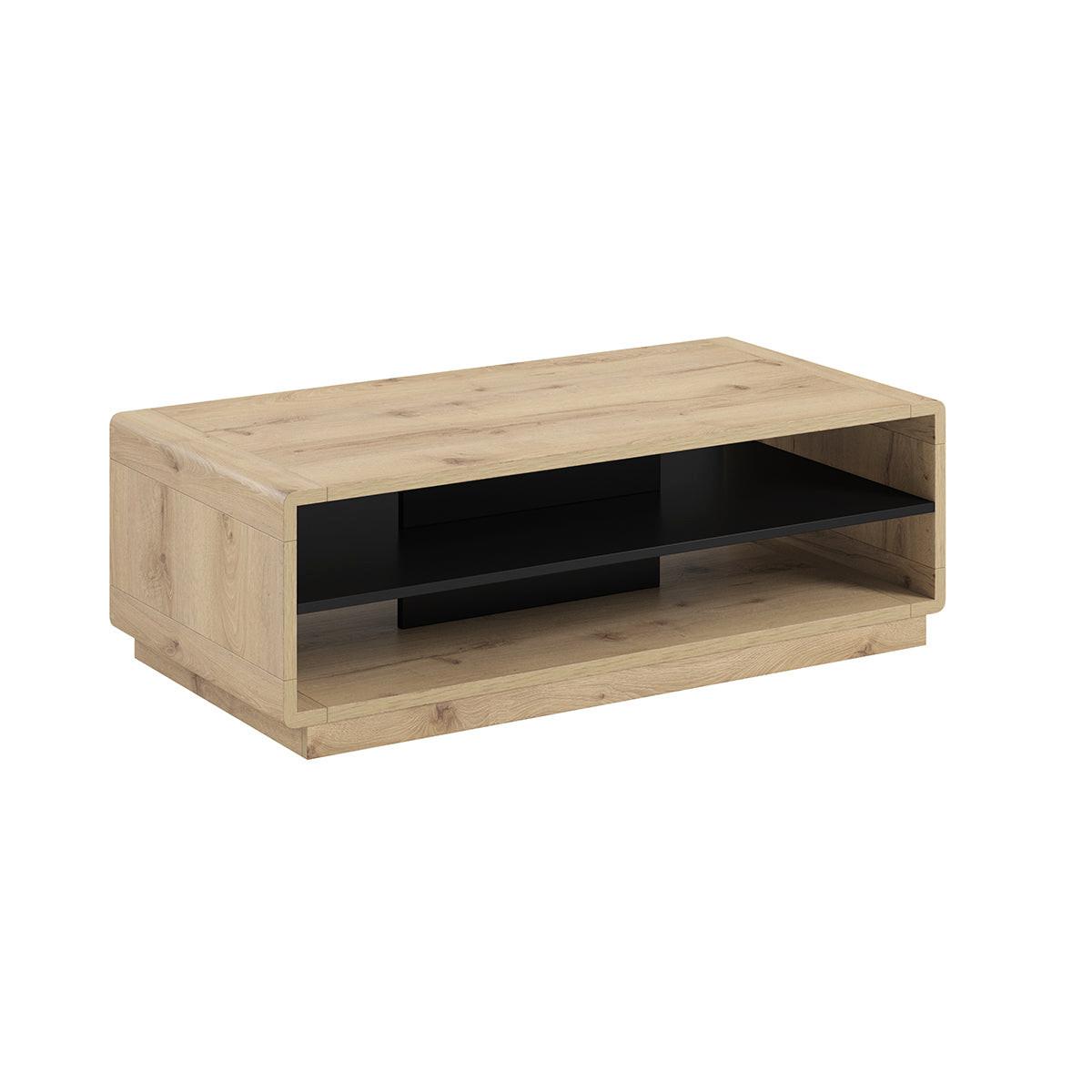 COUCHTISCH Raven Mattschwarz und Holz - Schwarz, Holzwerkstoff (60/120/40cm) - Petits-meubles