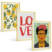 BILDER SET 3er Set - 40x60 cm Goldrahmen - Lemons LOVE Porträt von Frida - Goldfarben, Kunststoff (40/60cm) - TULUP