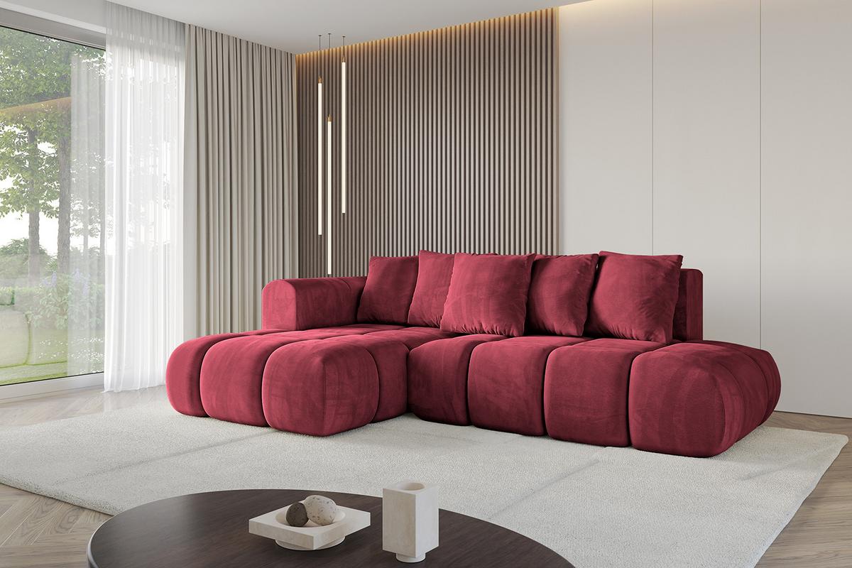 ECKSOFA Ottomane Links CLOUD-L-v1 280x185x90 Bordeaux Velours - Bordeaux, Holzwerkstoff/Kunststoff (180/289cm) - ALTDECOR