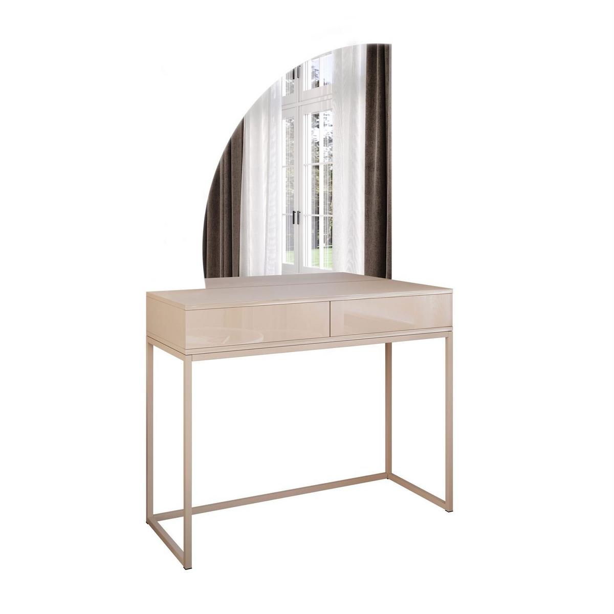SCHMINKTISCH QUINNIE KASCHMIR mit LED-Spiegel links PUSH OPEN - Kaschmir/Goldfarben, Holzwerkstoff (100/175/42cm) - Lookway