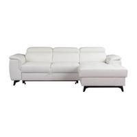ECKSOFA VOLA Weiß Velours-Stoff mit Schlaffunktion - Weiß, Holz (270/175cm) - MASSENO
