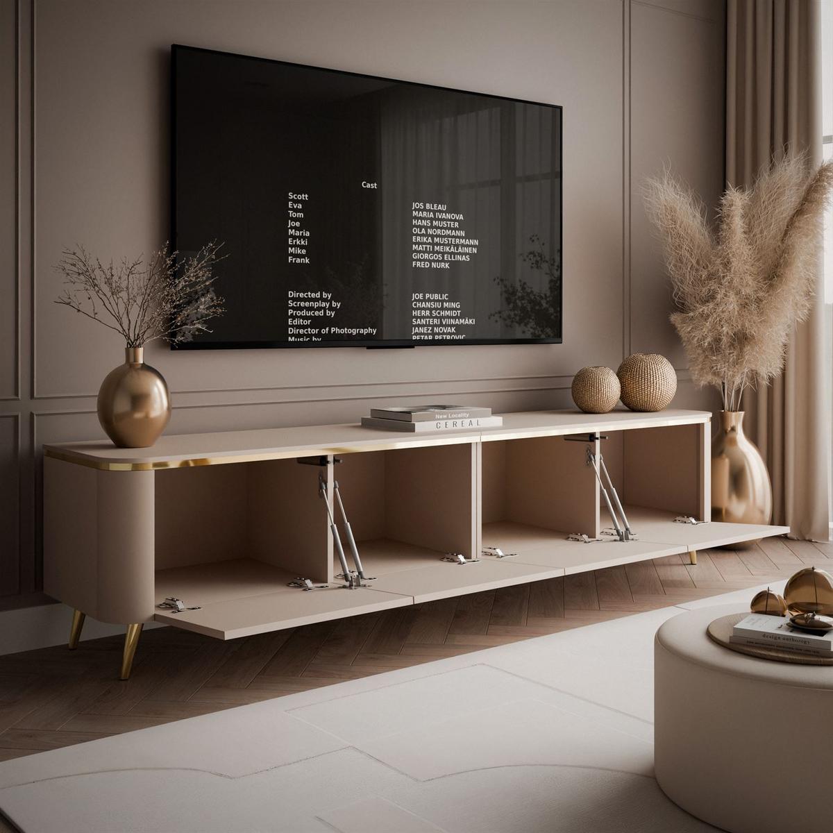 TV-SCHRANK AVELINE 200 cm mit LED-Beleuchtung - Kaschmir, Holzwerkstoff (200/48/40cm) - Lookway