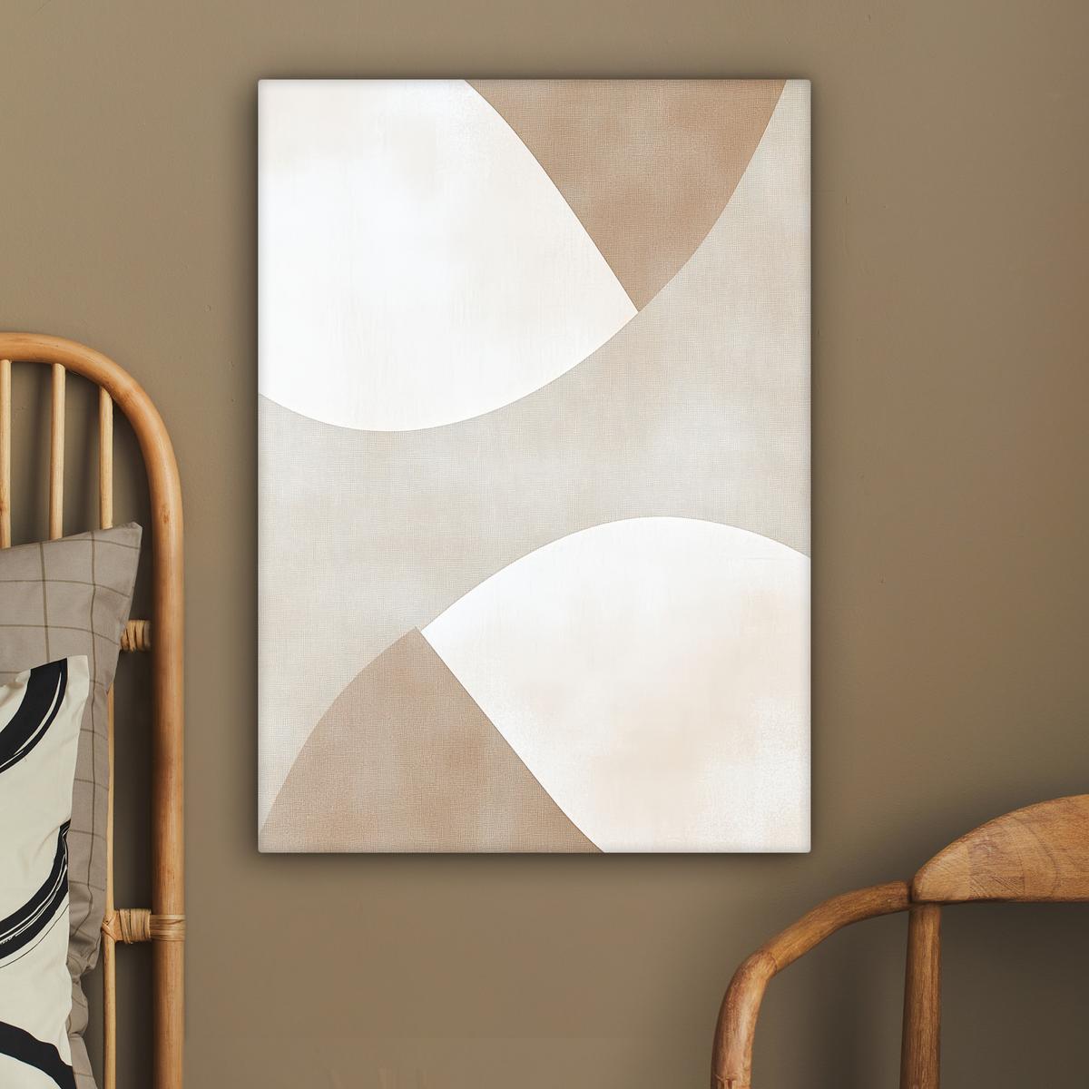 LEINWANDBILD Braun - Japandi - Abstrakt Wandbild Wohnzimmer 60x80 cm - Sandfarben, Textil (60/80cm) - MuchoWow