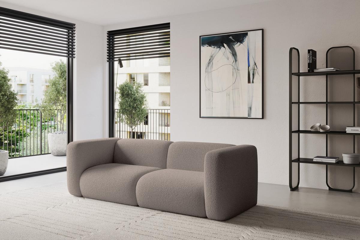 MODULARES Sofa 2-SITZER MIRA-S1 228x89x70 Braun cm Bouclé - Dunkelbraun/Schwarz, Holzwerkstoff/Kunststoff (228/70/89cm) - ALTDECOR