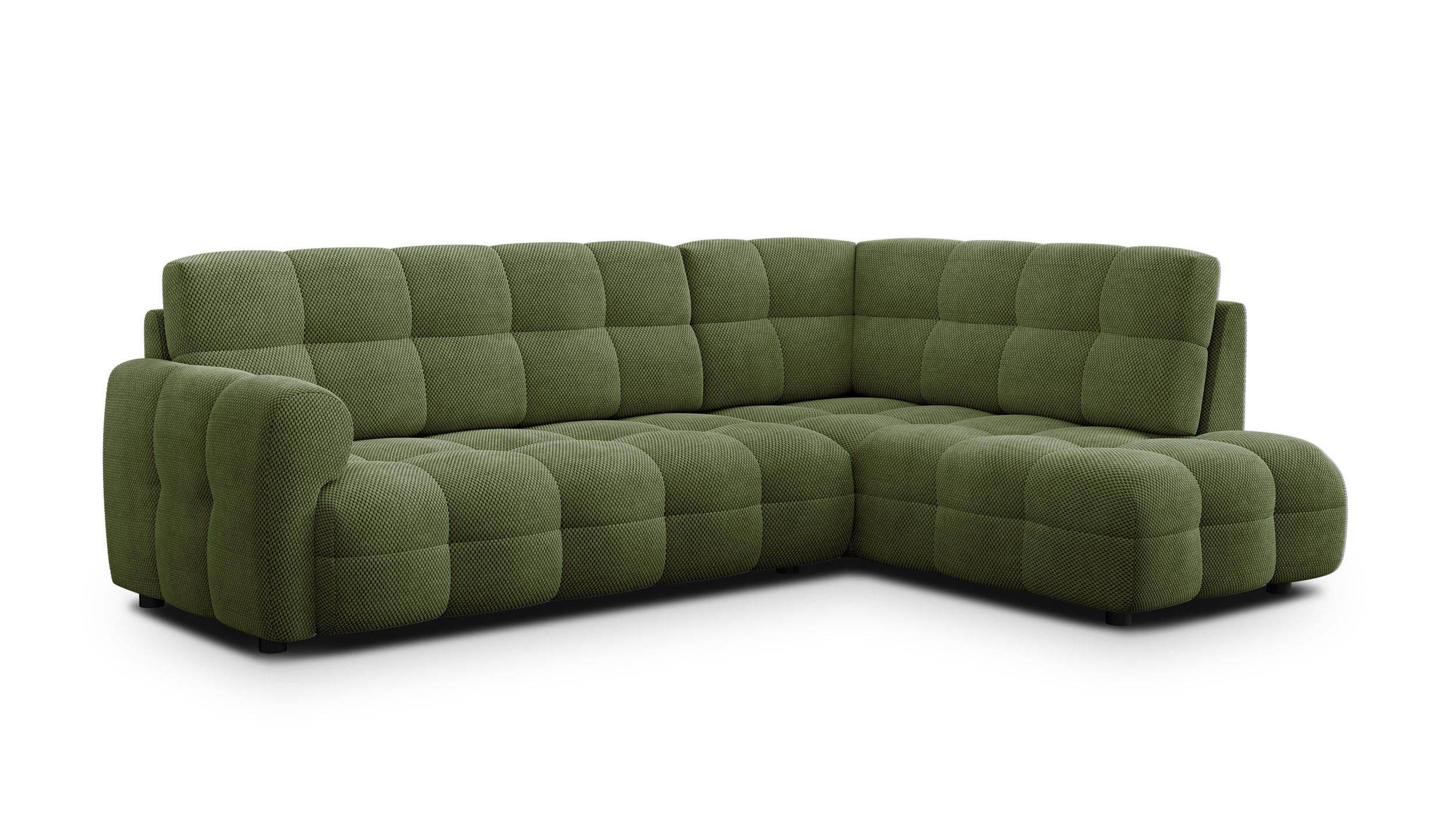 ECKSOFA MELLOW 5-Sitzer, olive - Schwarz/Grün, Holz/Textil (283/191cm) - Wozimo