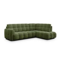 ECKSOFA MELLOW 5-Sitzer, olive - Schwarz/Grün, Holz/Textil (283/191cm) - Wozimo
