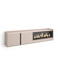 LOWBOARD, Beige, 212/35/50cm, Kamin mit Feuereffekt XXL - Beige, Holzwerkstoff (212/50/35cm) - Skraut Home