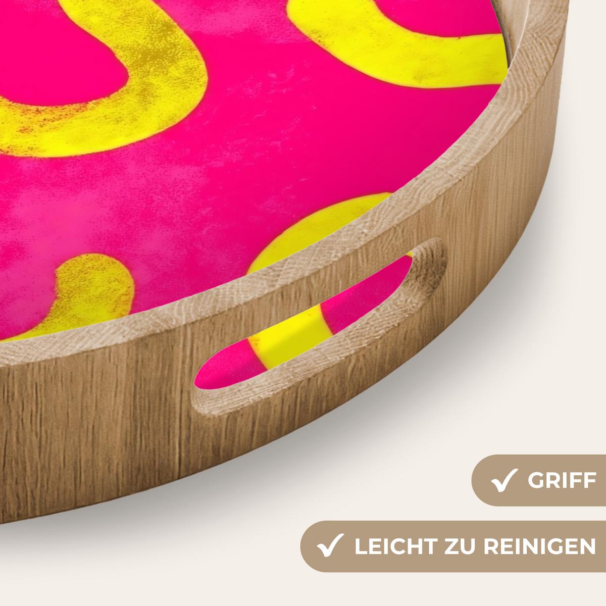 TABLETT Linie - Gelb - Abstrakt 50x50 cm - Pink, Holz (50/5/5cm) - OnlyWow
