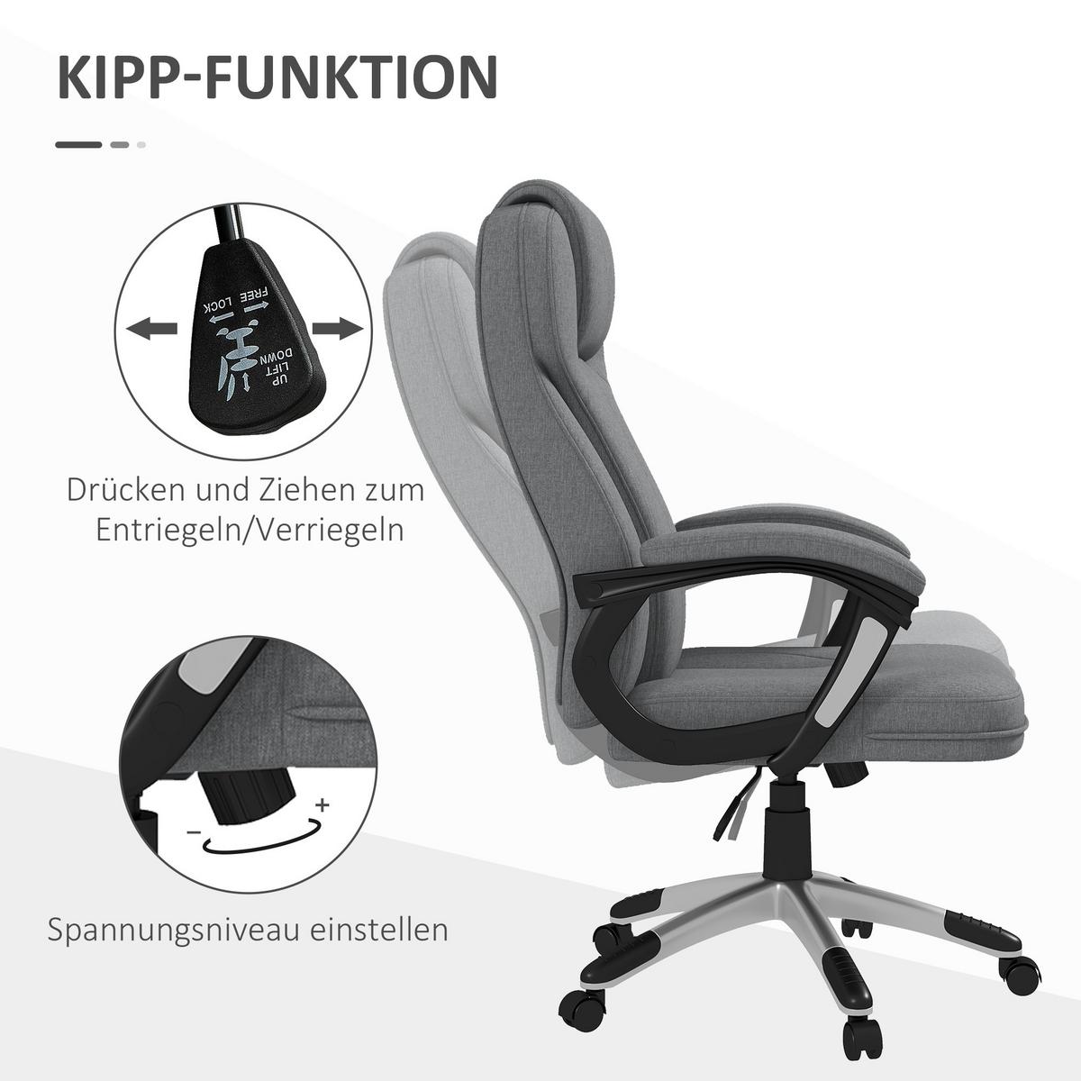 BÜROSTUHL, Ergonomisch, Grau - Grau, Kunststoff (75/120/66cm) - Vinsetto