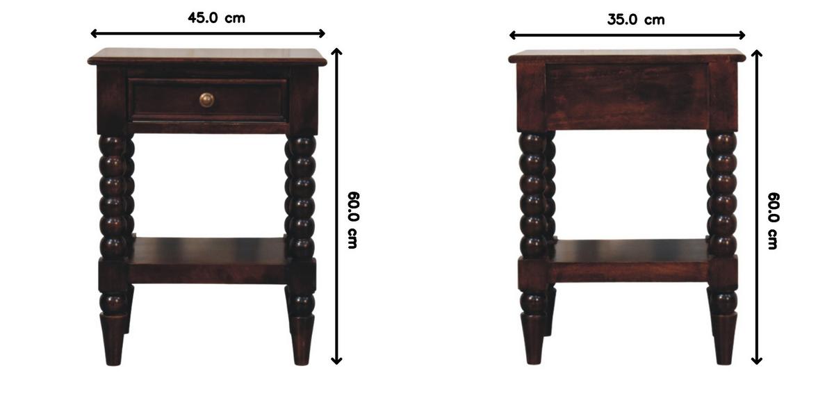 NACHTKASTEN Vienna, 1 Schublade und Offenes Regal, Dunkelbraun - Dunkelbraun/Messingfarben, Holz/Metall (45/60/35cm) - Artisan Furniture