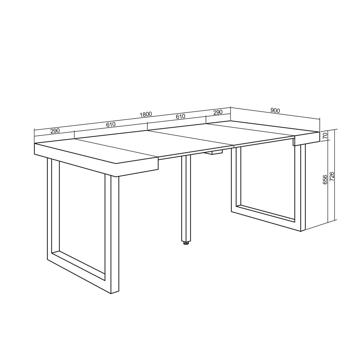 KONSOLENTISCH ausziehbar 58 bis 180cm, für 8 Gäste, eiche weiß, 90/58/73cm - Eichefarben/Weiß, Holzwerkstoff (90/180/73cm) - Skraut Home