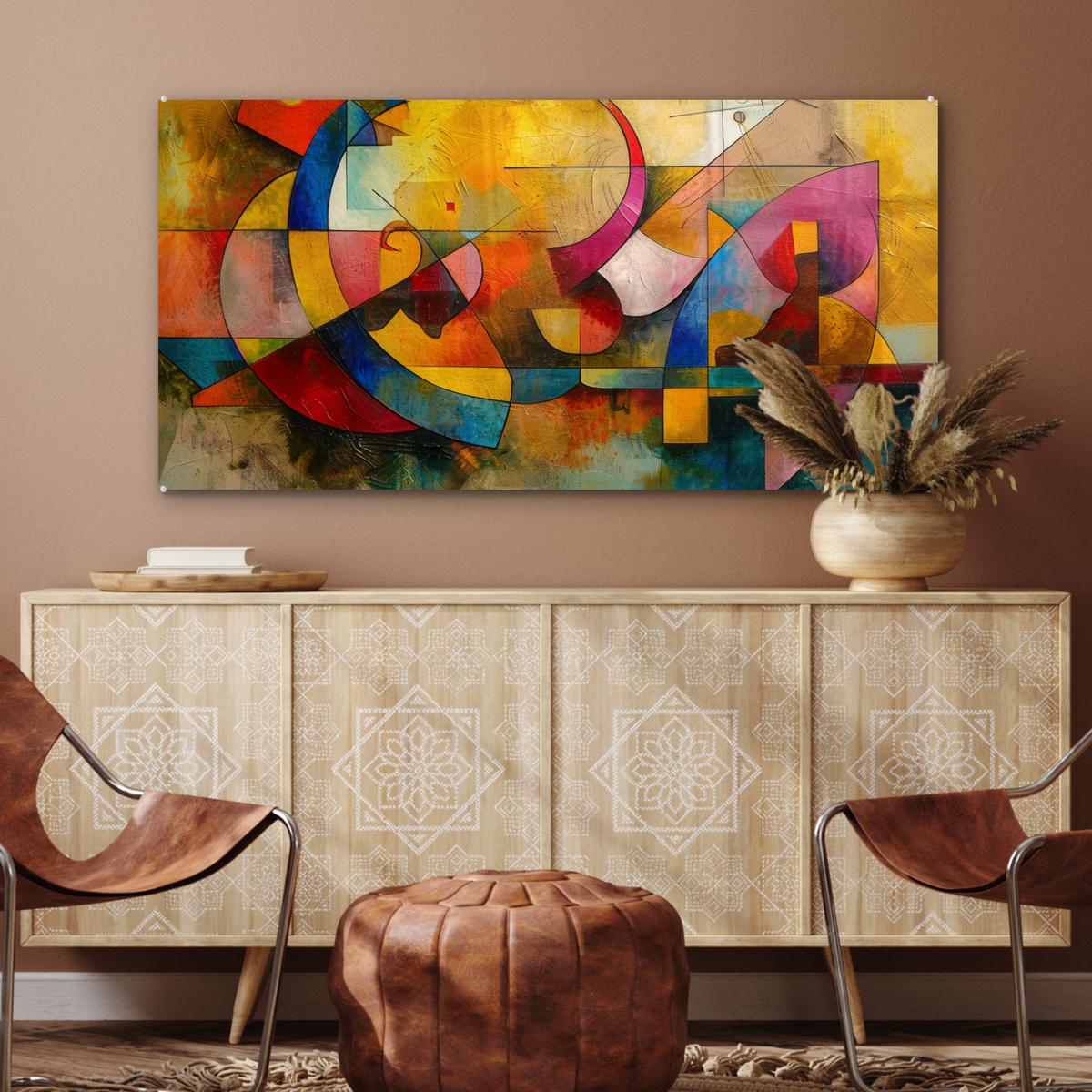 ACRYLGLASBILD Kunst - Abstrakt - Modern 120x60 cm - Gelb, Glas (120/60cm) - MuchoWow