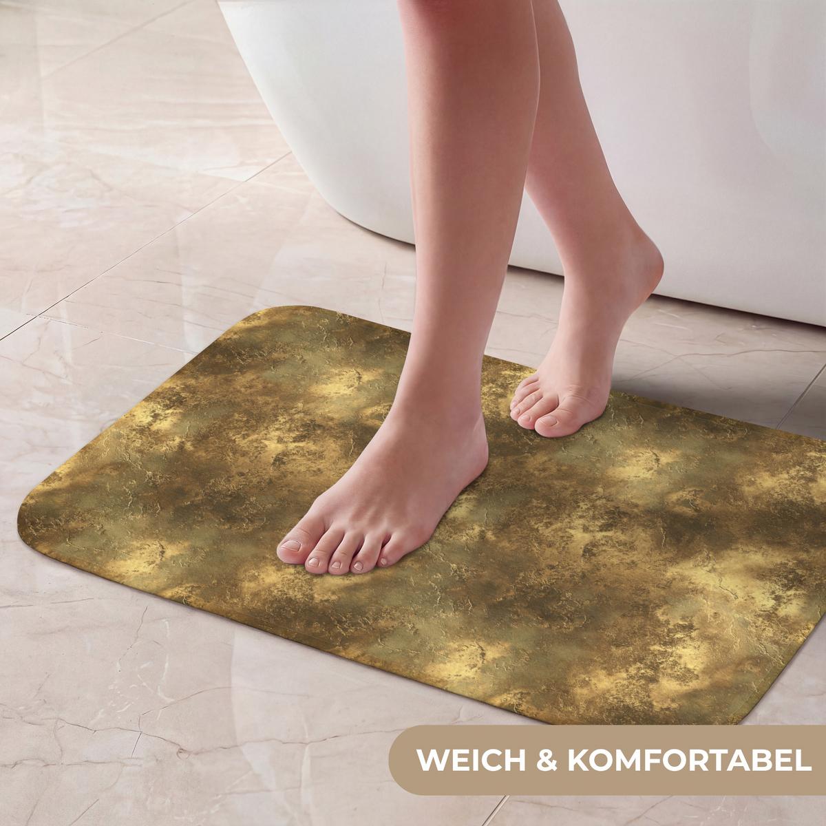 BADEMATTE Antik - Metallic-Look - Gold 60x40 cm - Goldfarben, Textil (60/40cm) - OnlyWow