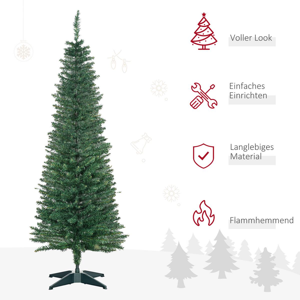 WEIHNACHTSBAUM Christbaum Kunsttanne Tannenbaum mit Beere Metallfuß PET - Grün, Kunststoff (150cm) - HOMCOM