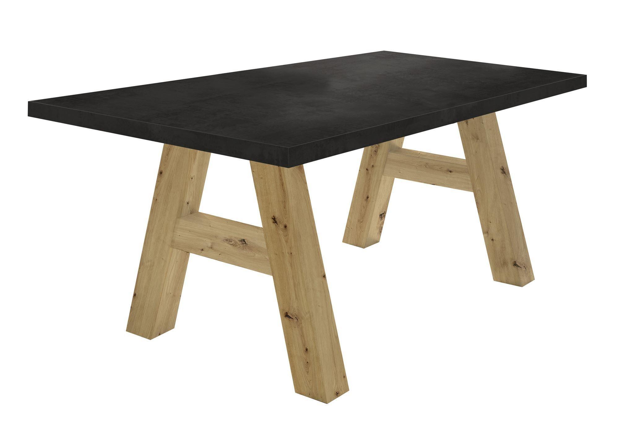 ESSZIMMERTISCH Elia 2 200 x 100 x 75 Esstisch Asteiche/Schwarzstahl - Schwarz, Holz (200/100/75cm) - 58aufmkessel