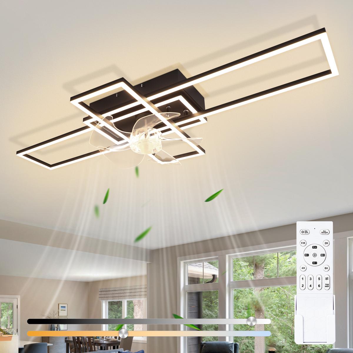 DECKENLEUCHTE mit Ventilator Neryn 94/42/15.5 cm - Schwarz, Kunststoff/Metall (94/42/15.5cm) - ZMH