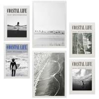 POSTER Set Mit 6 Sommer, Strand Und Meer A3 & A4 Weißer Rahmen - Weiß, Papier (29/3cm) - Nacnic