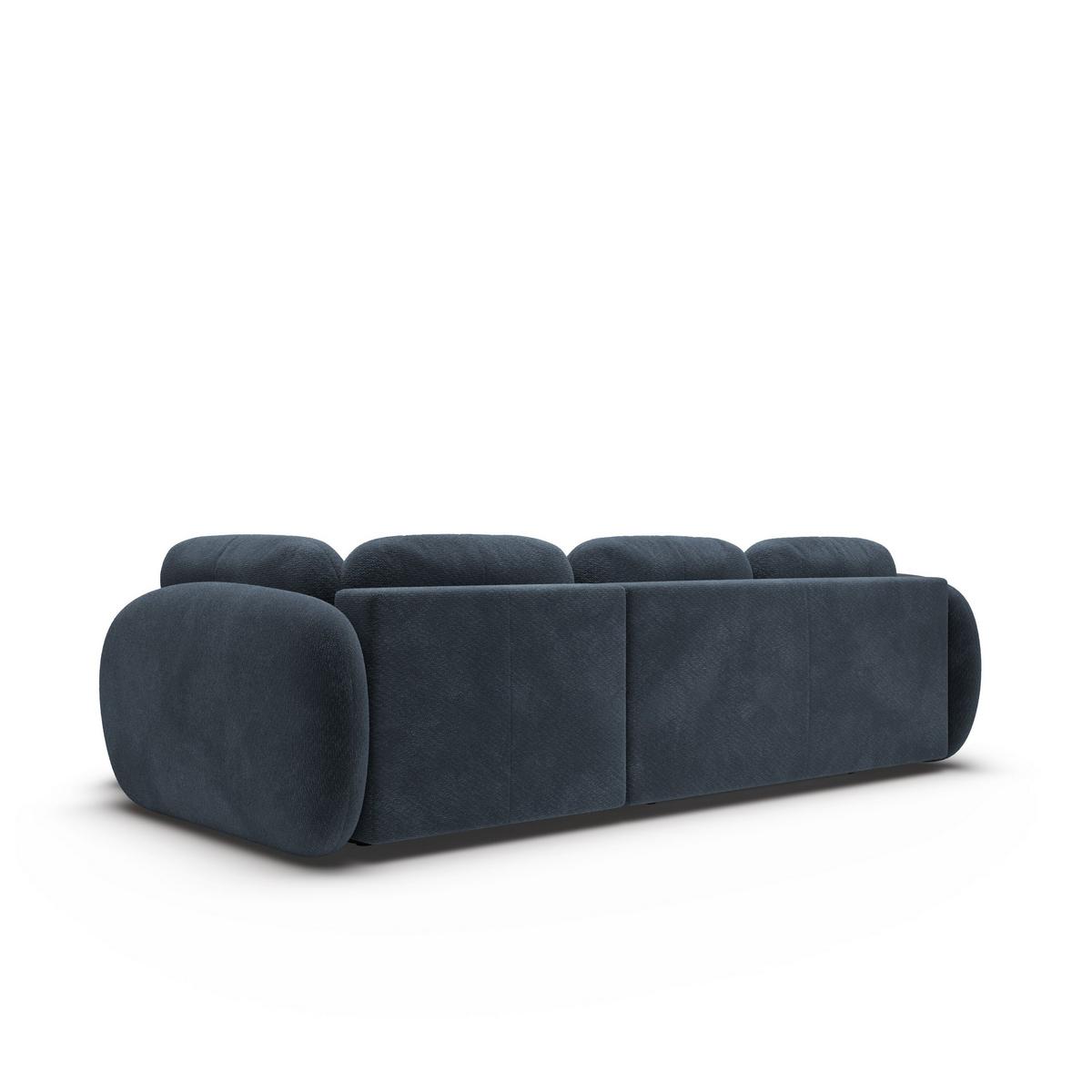 ECKSOFA AMICO II R-S Dunkelblau Geflochtener Stoff mit Schlaffunktion - Dunkelblau, Holz (289/190cm) - MASSENO