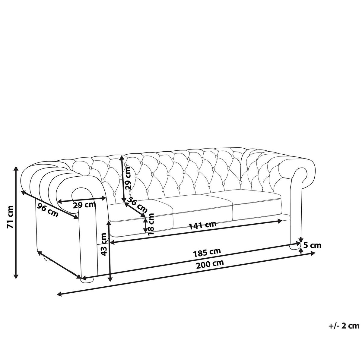 3-SITZER-SOFA Polyester Bunt Chesterfield - Hellblau, Textil (200/71/96cm) - Beliani