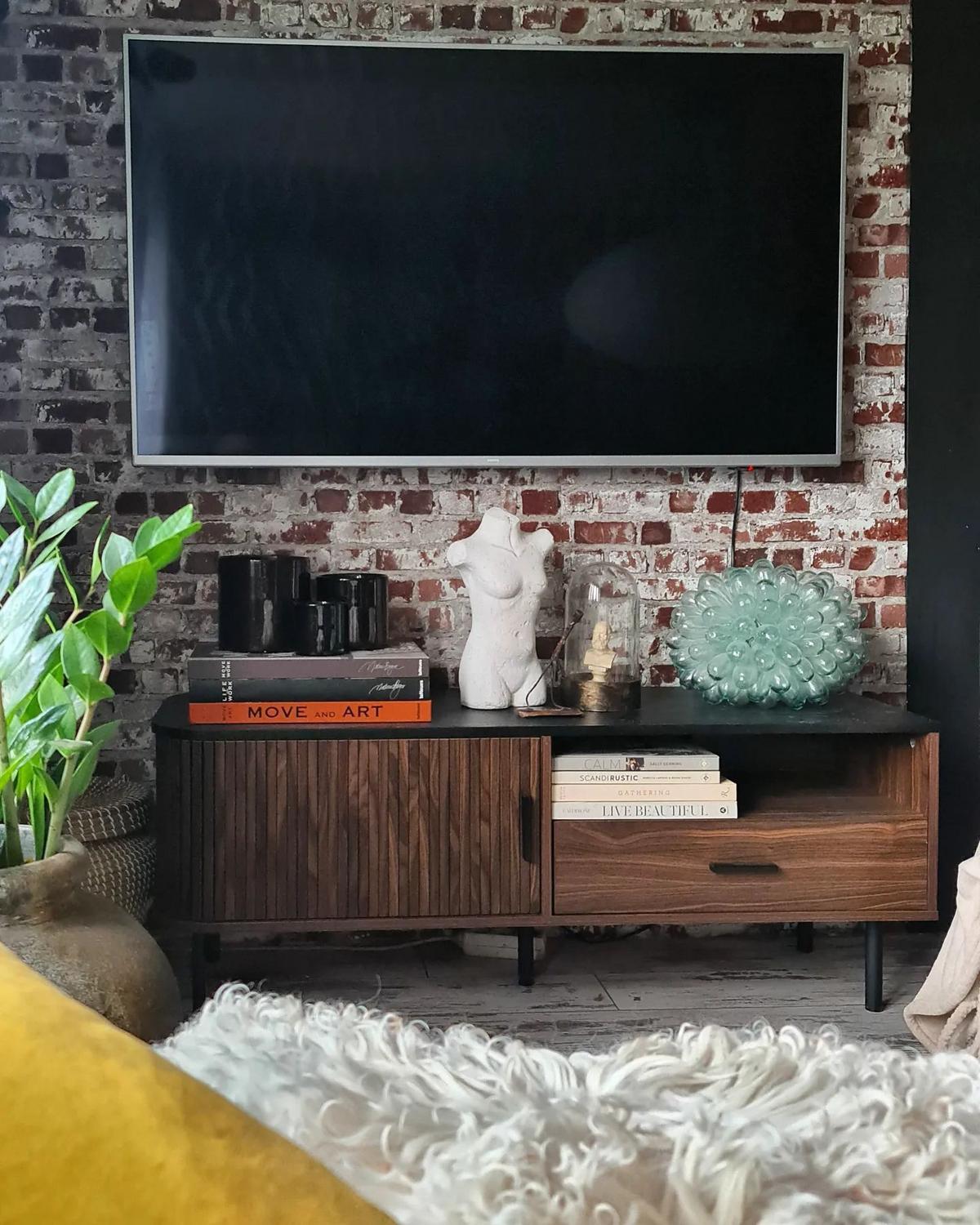 TV-MÖBEL Dunkelbraun, Schwarz Jose 40/120/46 cm - Dunkelbraun, Holzwerkstoff (120/46/40cm) - Beliani