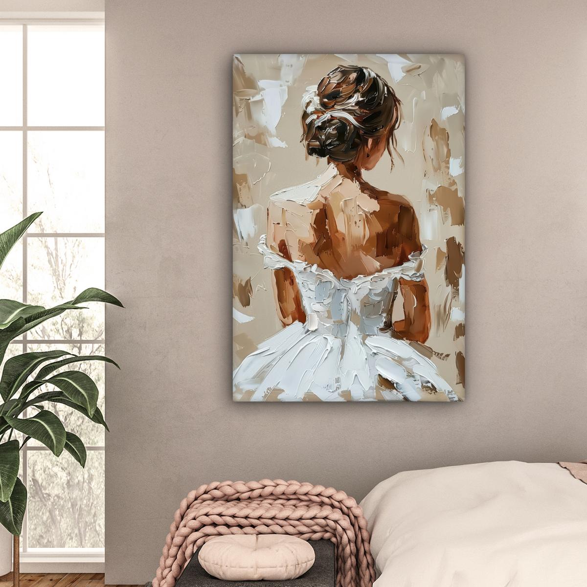 LEINWANDBILD Frau - Farbe - Abstrakt - Beige - Modern Deko XXL 80x120 cm - Sandfarben, Textil (80/120cm) - MuchoWow