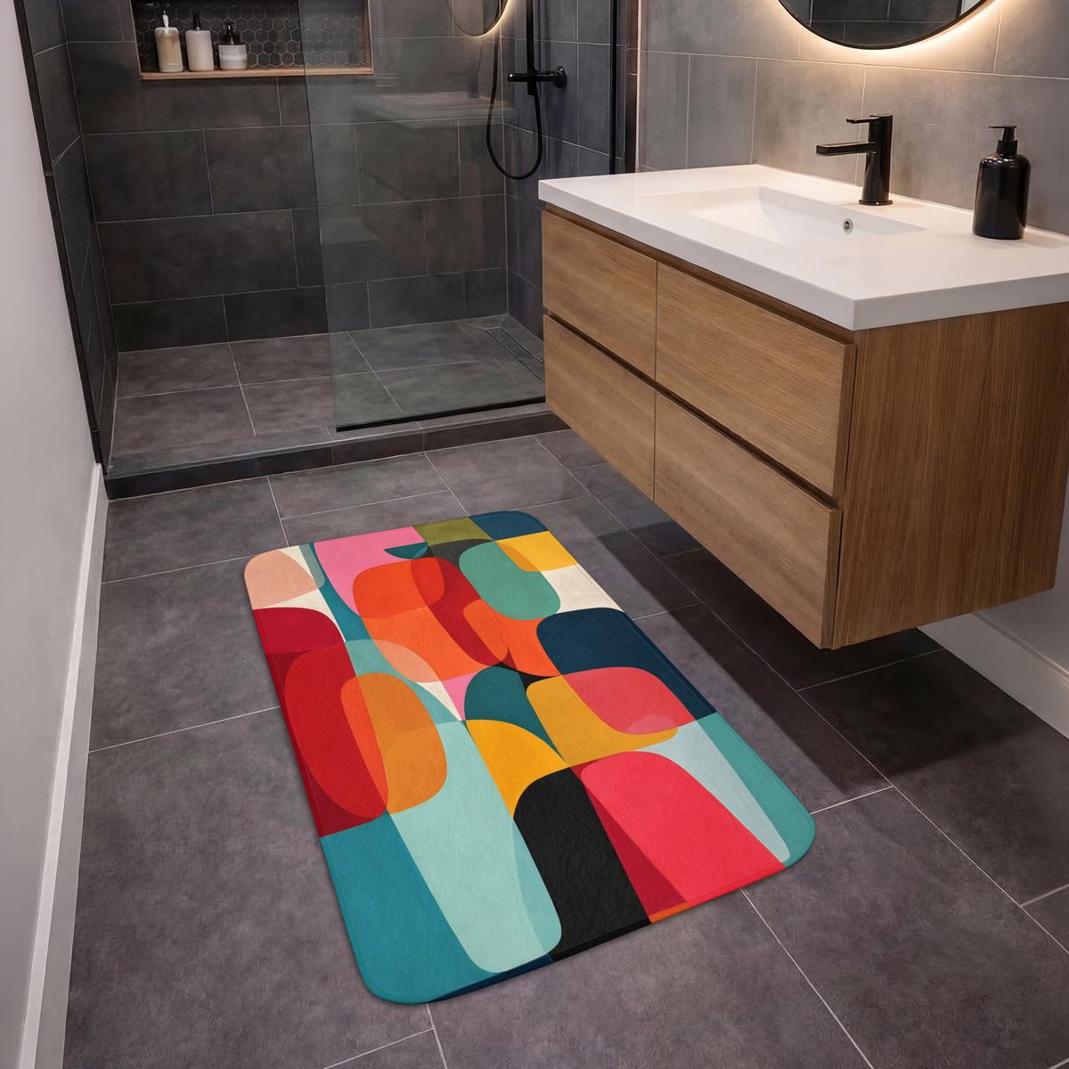 BADEMATTE Formen - Bunt - Abstrakt - Flugzeuge 60x90 cm - Multicolor, Textil (60/90cm) - OnlyWow