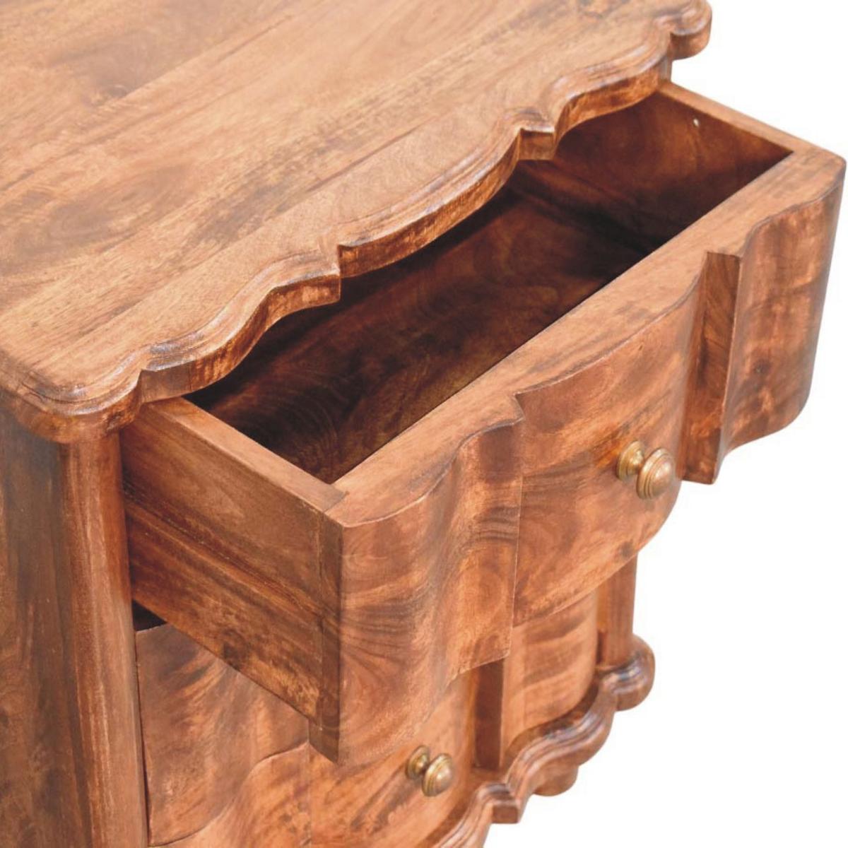 NACHTKASTEN Valencia, 3 Schubladen, Dunkelbraun - Dunkelbraun/Messingfarben, Holz/Metall (55/63/40cm) - Artisan Furniture
