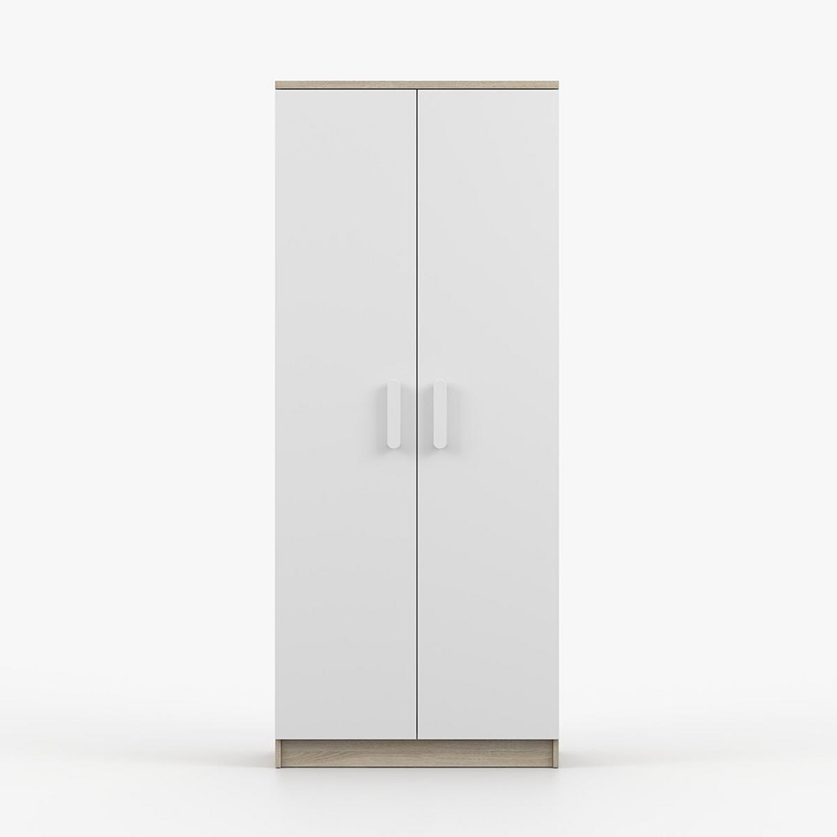 DREHTÜRENSCHRANK 80/192/50 cm 2-türig Jonas III 06 Sonoma Eiche/Weiß + weiße Griffe - Weiß/Sonoma Eiche, Holz/Holzwerkstoff (80/192/50cm) - imoebel24