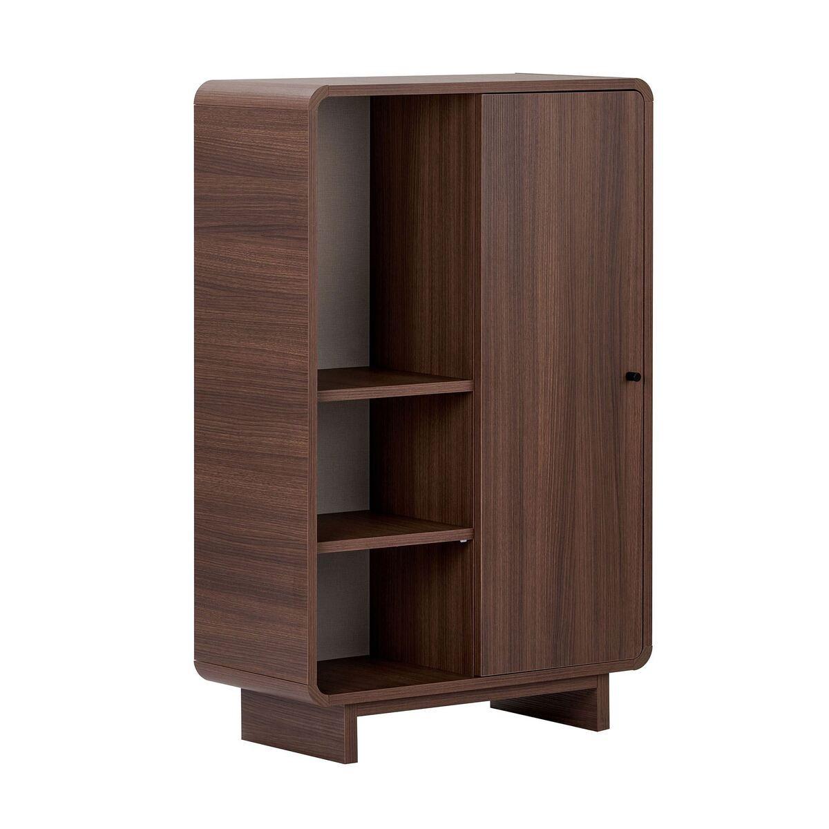 HOHE ANRICHTE 1 Tür 3 offenen Fächern mit abgerundeten Kanten 34/110/70 cm - Naturfarben, Holzwerkstoff (34/110/29cm) - Calicosy