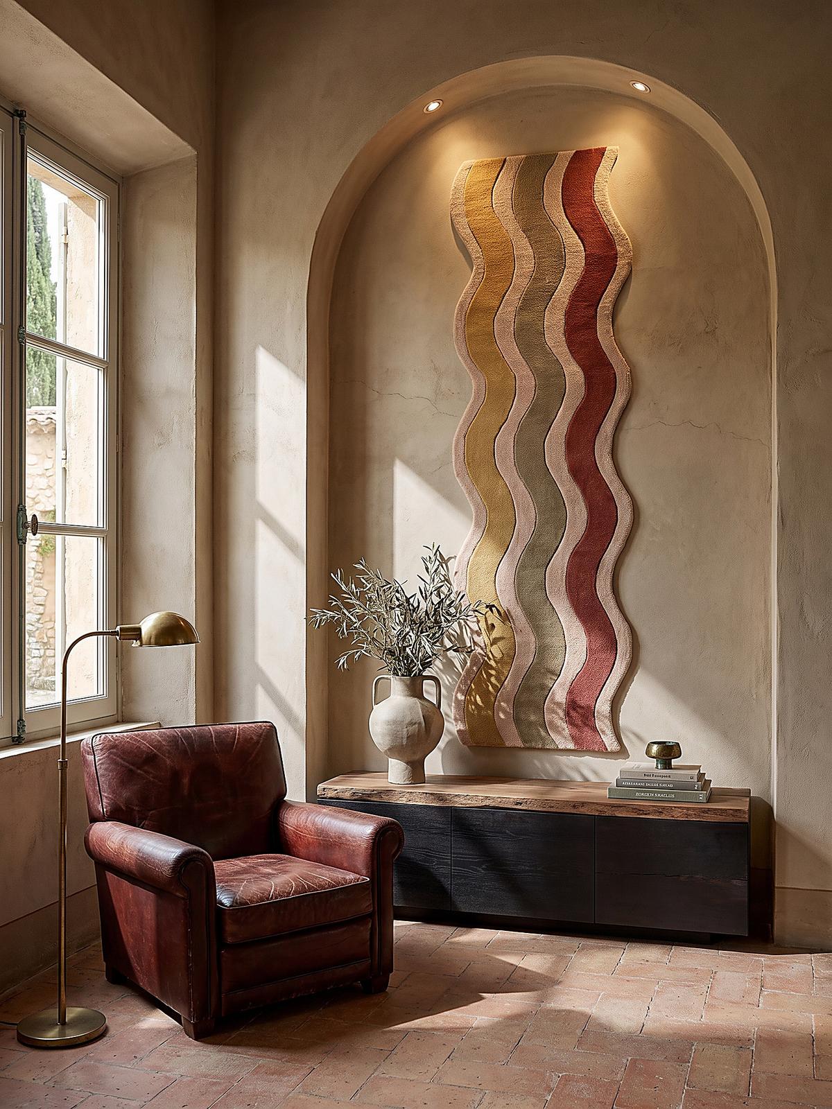 TEPPICHLÄUFER handgetuftet MONNOW, Wellenstreifen, Natur-Rot, 80 x 300 cm - Beige, Textil (80/300cm) - KADIMA DESIGN