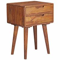 NACHTTISCH – Massivholz, 47x66x36 cm, 2 Schubladen, Landhausstil - Braun, Holz (47/66/36cm) - KADIMA DESIGN